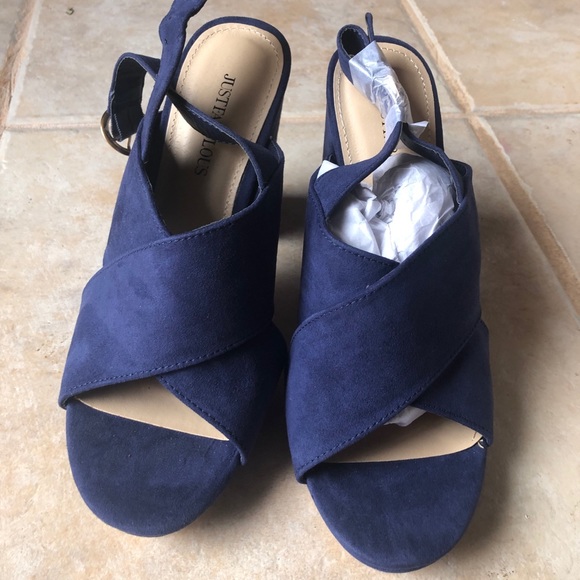 Deep blue JustFab strappy heels - Picture 4 of 6